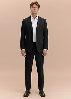 front Miles Black Seersucker Trousers Suit