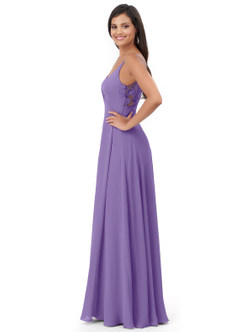 Azazie Lennon Brautjungfernkleider A-Linie Spitze Chiffon Kleid Tahiti image3