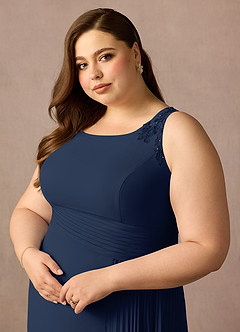 Azazie Galvan Mother of the Bride Dresses Dark Navy A-Line Sequins Chiffon Dress image12