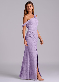 Azazie Madelyn Final Sale Lilac Mermaid One Shoulder Floral Burnout Convertible Dress image5