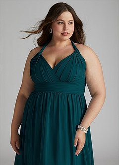 Azazie Ashia Bridesmaid Dresses Pine A-Line Pleated Chiffon Dress image10