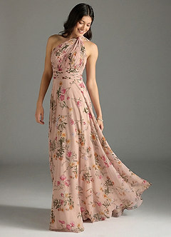Azazie Charlize Robes de demoiselle d'honneur Robe Trapèze en Mousseline de soie Une épaule Fleurs De Pétales De Rose image1