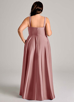 Azazie Shaude Bridesmaid Dresses Dusty Rose A-Line Pleated Stretch Satin Dress image13