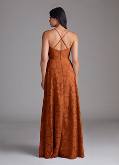 Azazie Naeem Bridesmaid Dresses Burnt Orange A-Line Sweetheart Neckline Floral Burnout Dress image3