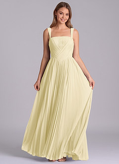 Azazie Mina Bridesmaid Dresses Lemon Sorbet A-Line Pleated Chiffon Dress image4