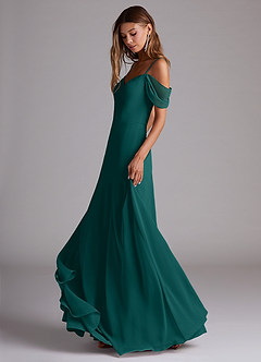 Azazie Marley Bridesmaid Dresses Peacock A-Line Off the Shoulder Chiffon Convertible Dress image3