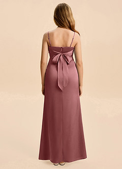Azazie Christen Junior Amethyst A-Line Pleated Stretch Satin Dress image5