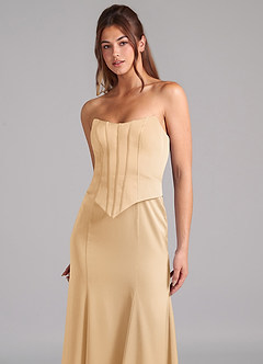 Azazie Ximena Bridesmaid Dresses Gold Mermaid Corset Stretch Satin Convertible Dress image8