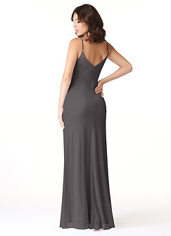 Azazie Deandra Bridesmaid Dresses Steel Grey Mermaid Pleated Mesh Dress image4
