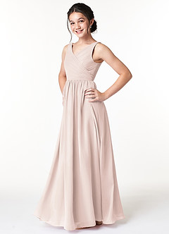 Azazie Sawyer Junior Rose Petal A-Line Pleated Chiffon Dress image5