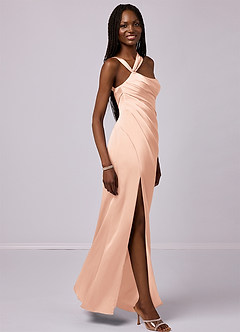 Barbie ♥ Azazie Bridesmaid Dresses English Rose Mermaid One Shoulder Stretch Satin Dress image5