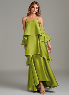 Azazie Azalea Bridesmaid Dresses Lemongrass A-Line Ruched Stretch Satin Dress image6