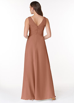 Azazie Flora Bridesmaid Dresses Bronzer A-Line Pleated Chiffon Dress image2