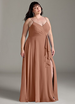 Azazie Akita Jurken voor bruidsmeisjes Jurk van Chiffon met A-Lijn Bronzeertint image7