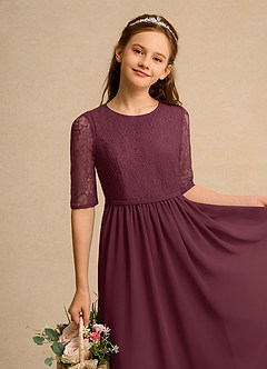 Azazie Pippin Girl vestidos de niña de las flores Vestido de Cabernet de Encaje de Corte En A image3