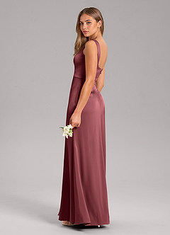 Azazie Frostine Brautjungfernkleider A-Linie Schleifen Stretch-Satin Kleid Merlot image7