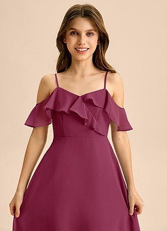 Azazie Kamilla Junior Abito A-Line in Chiffon a Spalla Scoperta Gelso image7