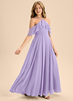 Azazie Tessabelle Junior Lilac A-Line Off the Shoulder Chiffon Dress image5