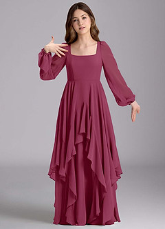 Azazie Clara Junior Klänning av A-Line i Chiffong Blouson image6