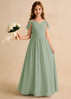 Azazie Chelo Junior Formal Flower Girl Klänningar Klä A-Linje i Chiffong Plisserad image1
