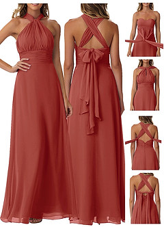 Azazie Fifi Bridesmaid Dresses Terracotta A-Line Strapless Chiffon Convertible Dress image9