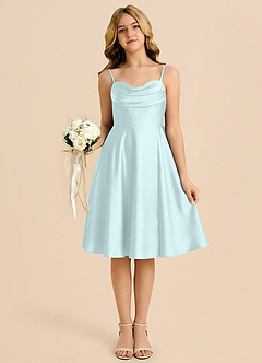 Azazie Bear Junior Sea Glass A-Line Sweetheart Neckline Stretch Satin Dress image6