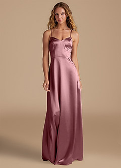 Azazie Mei Bridesmaid Dresses Vintage Mauve A-Line Metallic Satin Dress image3