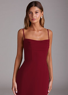 Azazie Saige Bridesmaid Dresses Burgundy A-Line Off the Shoulder Chiffon Convertible Dress image2