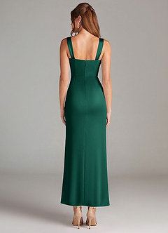 Azazie Denice Robes de demoiselle d'honneur Robe Fourreau en Satin extensible Plissée émeraude image2