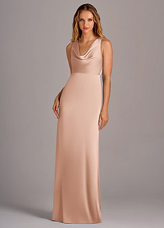 Azazie Wrenlee Brautjungfernkleider A-Linie Stretch-Satin Kleid Roségold image1