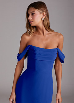 Azazie Saige Bridesmaid Dresses Royal Blue A-Line Off the Shoulder Chiffon Convertible Dress image5