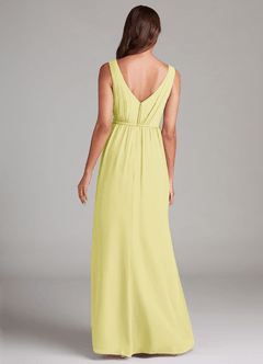 Azazie Tanicia Bridesmaid Dresses Lemon Sorbet A-Line Pleated Chiffon Dress image7