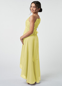 Azazie Oaklynn Junior Vestido de Sorbete De Limón de Gasa de Corte En A con Plisado image5