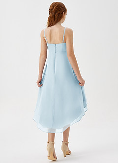 Azazie Mariam Junior Sky Blue A-Line Pleated Chiffon Dress image6