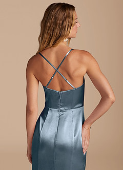 Azazie Marzia Bridesmaid Dresses Twilight Mermaid Pleated Metallic Satin Dress image7