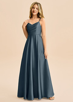 Azazie Rumi Junior Klä av A-Line i Stretch Satin Plisserad image3