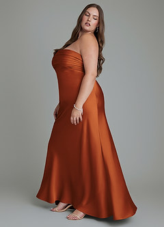 Azazie Saylor Bridesmaid Dresses Cinnamon Mermaid Strapless Stretch Satin Dress image13
