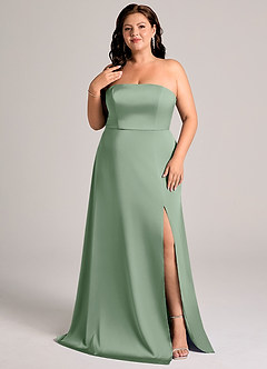 Azazie Wren Bridesmaid Dresses Matcha A-Line Strapless Stretch Satin Convertible Dress image8