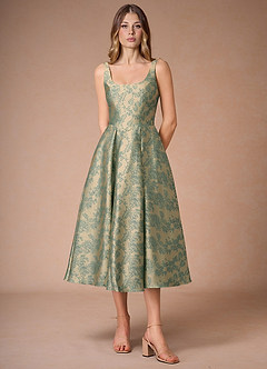 Vestido Platino Verde Azulado Midi Inès image4