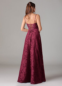Azazie Valentine Bridesmaid Dresses Burgundy A-Line Sweetheart Neckline Floral Burnout Dress image5
