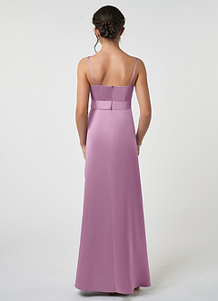 Azazie Anina Junior Robe Trapèze en Satin extensible Arc Glycine image2