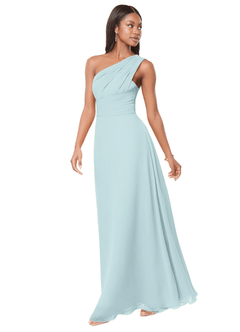Azazie Ashley Bridesmaid Dresses Mist A-Line Ruched Chiffon Dress image4