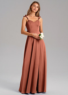 Azazie Everett Bridesmaid Dresses Clay A-Line Stretch Satin Dress image1