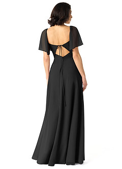 Azazie Chloe Vestidos de damas de honor Vestido de Negro de Gasa de Corte en A con Escote de Corazón image2