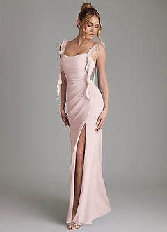 Azazie Jessamine Bridesmaid Dresses Blushing Pink Mermaid Corset Chiffon Dress image6