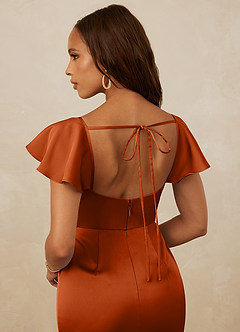 Christian Siriano Bridal for Azazie 1005 Bridesmaid Dresses Burnt Orange Sheath Sweetheart Neckline Stretch Satin Dress image6