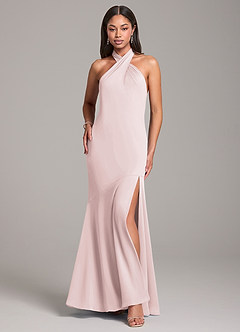 Azazie Lorena Bridesmaid Dresses Blushing Pink Mermaid Pleated Chiffon Dress image1