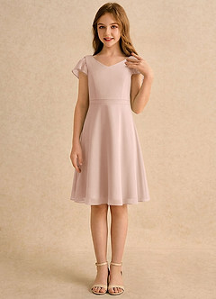 Azazie Narin Girls Formal Flower Girl Klänningar Klänning A-linje i Chiffong med ärmar image4