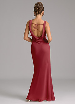 Azazie Rylina Bridesmaid Dresses Pomegranate Mermaid Pleated Chiffon Dress image6