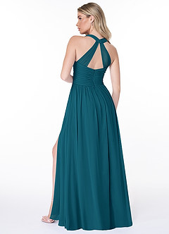 Azazie Jaclyn Bridesmaid Dresses Ink Blue A-Line Pleated Chiffon Dress image6
